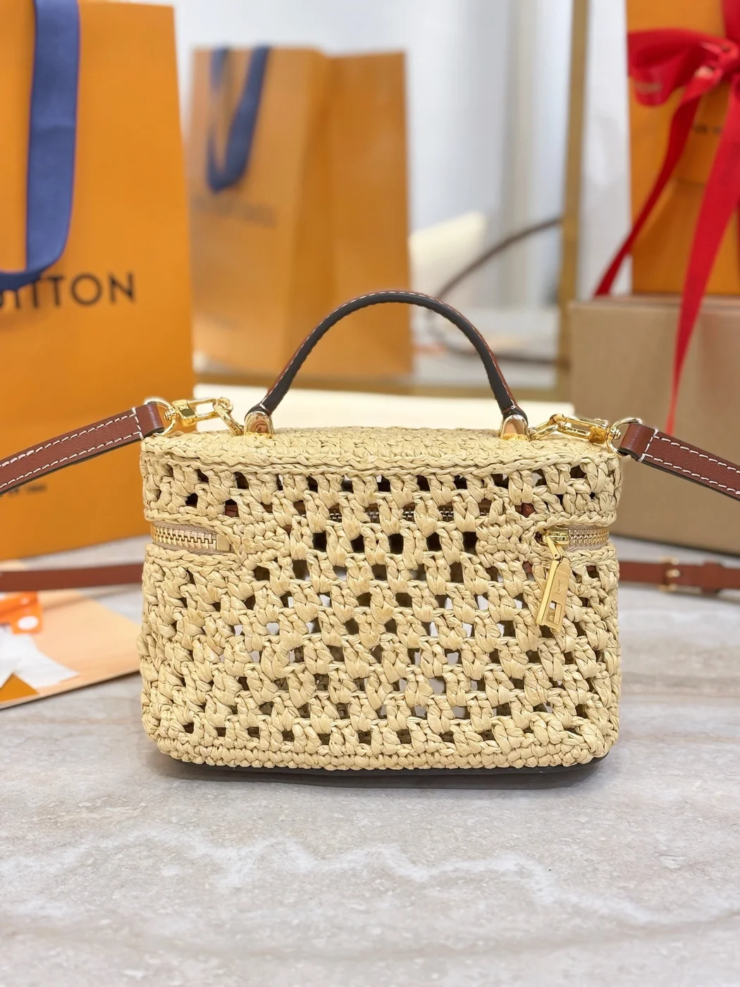 Louis Vuitton Vanity Chain Pouch in raffia product view 2