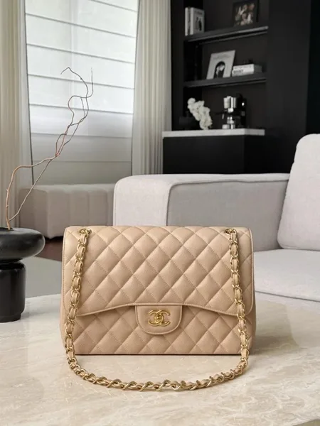 Chanel Classic Flap Jumbo Beige Gold Hardware Bag product view 1