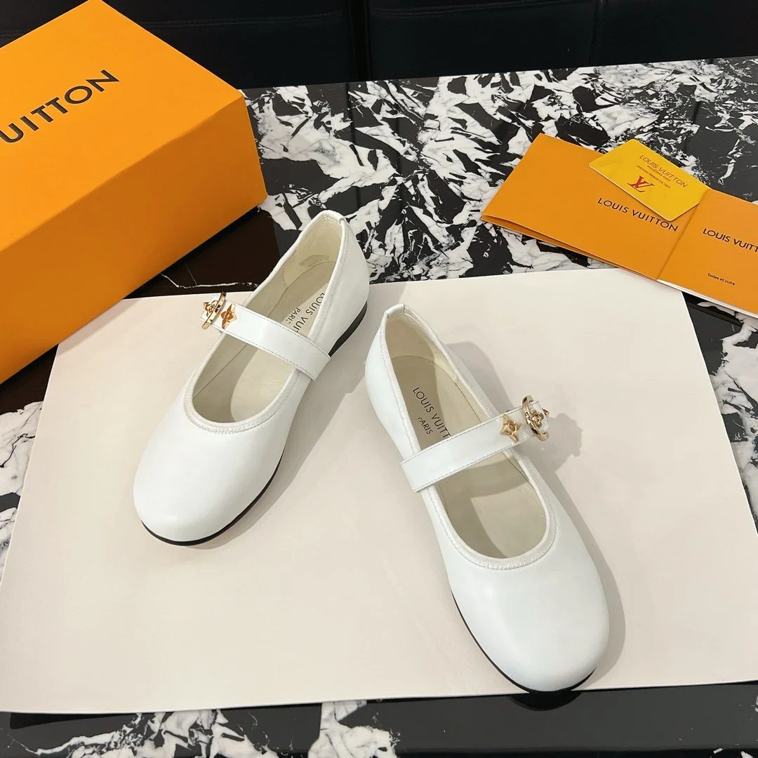 Louis Vuitton Women White Leather Mary Jane Loafers product view 4