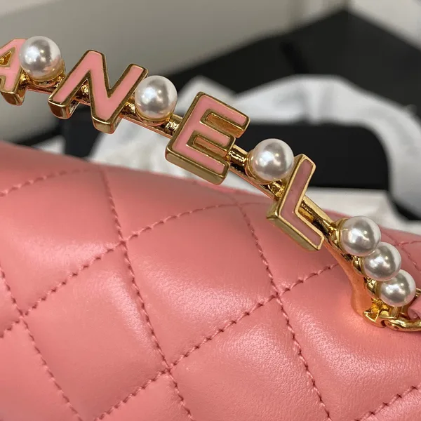 Chanel Woc Pink Handbags With Pearl Handle .5×14.5×5.5 cm product view 4