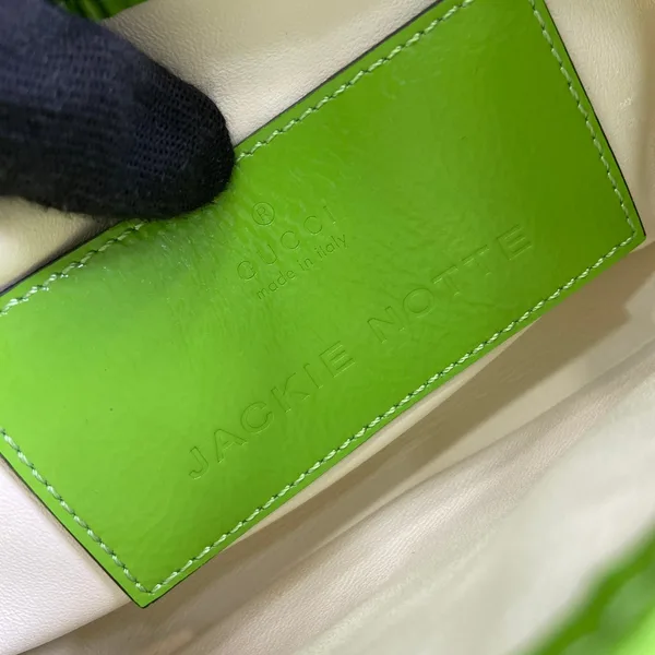 Gucci Jackie Notte Mini Bag 19 In Lime Green Cracked Lacquer Calfskin Gold Hardware product view 2