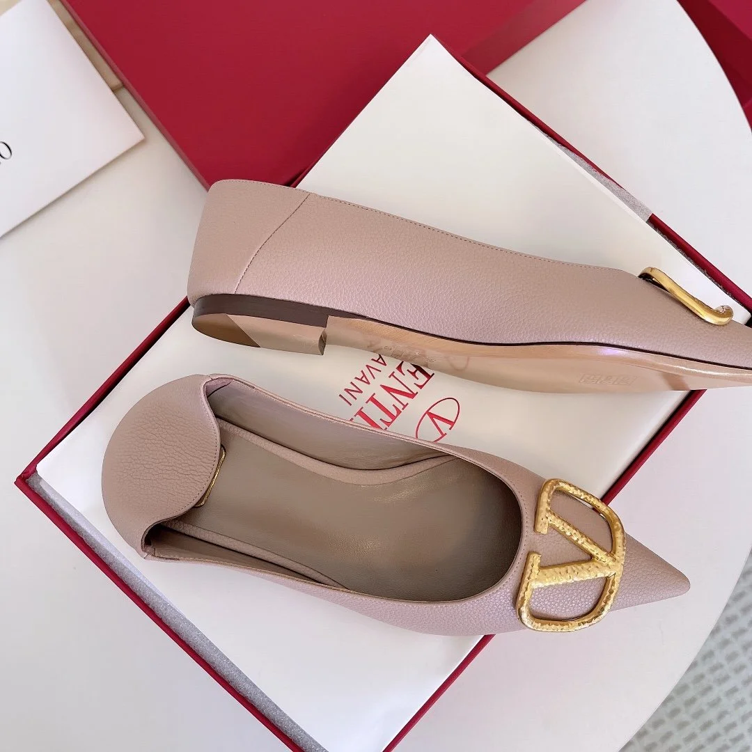 Valentino Women Pink Leather Pointed Flats product view 4
