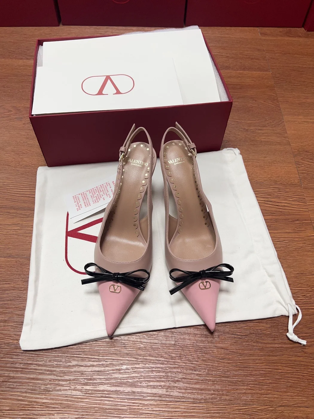 Valentino Women Pink Leather Pointed Toe Pumps product view 1