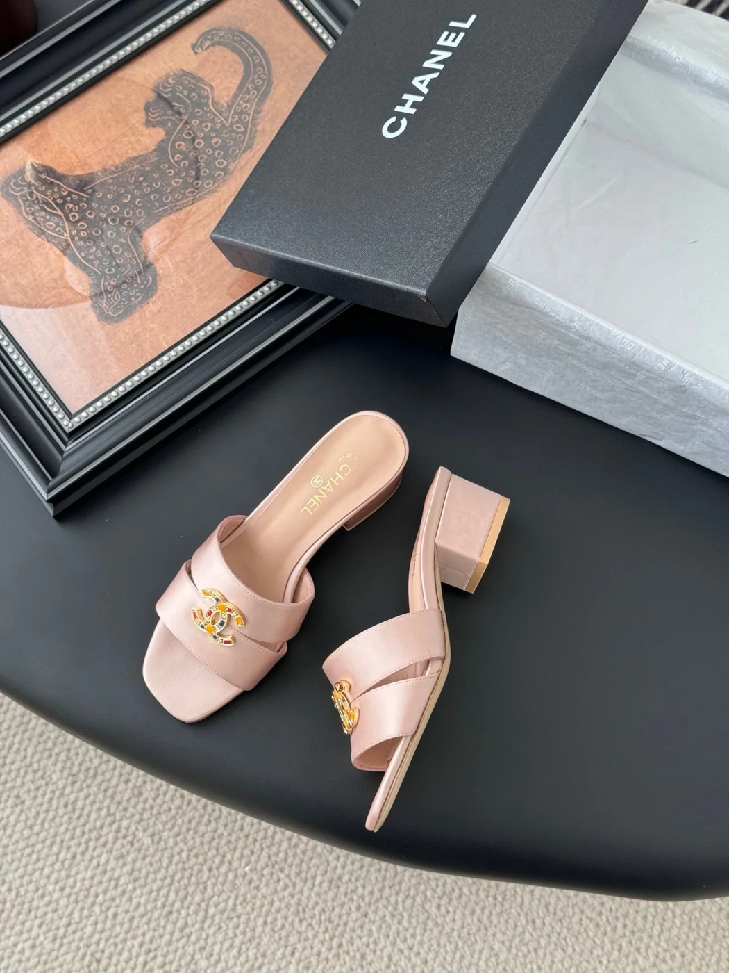 Chanel Women Light Pink Satin Mules product view 3