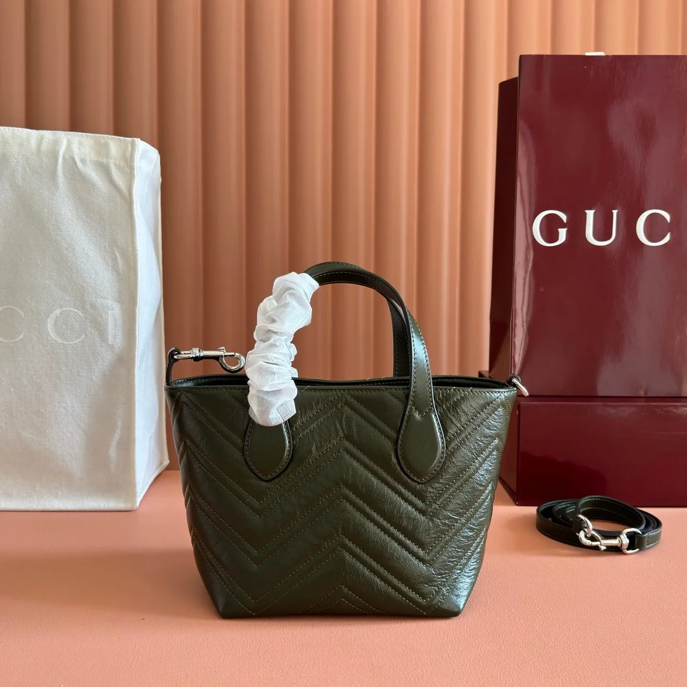 Gucci GG Marmont Tote Bag 17 In Moss Green product view 6