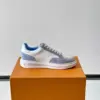Louis Vuitton Men White Blue Leather Suede Sneakers product view 6