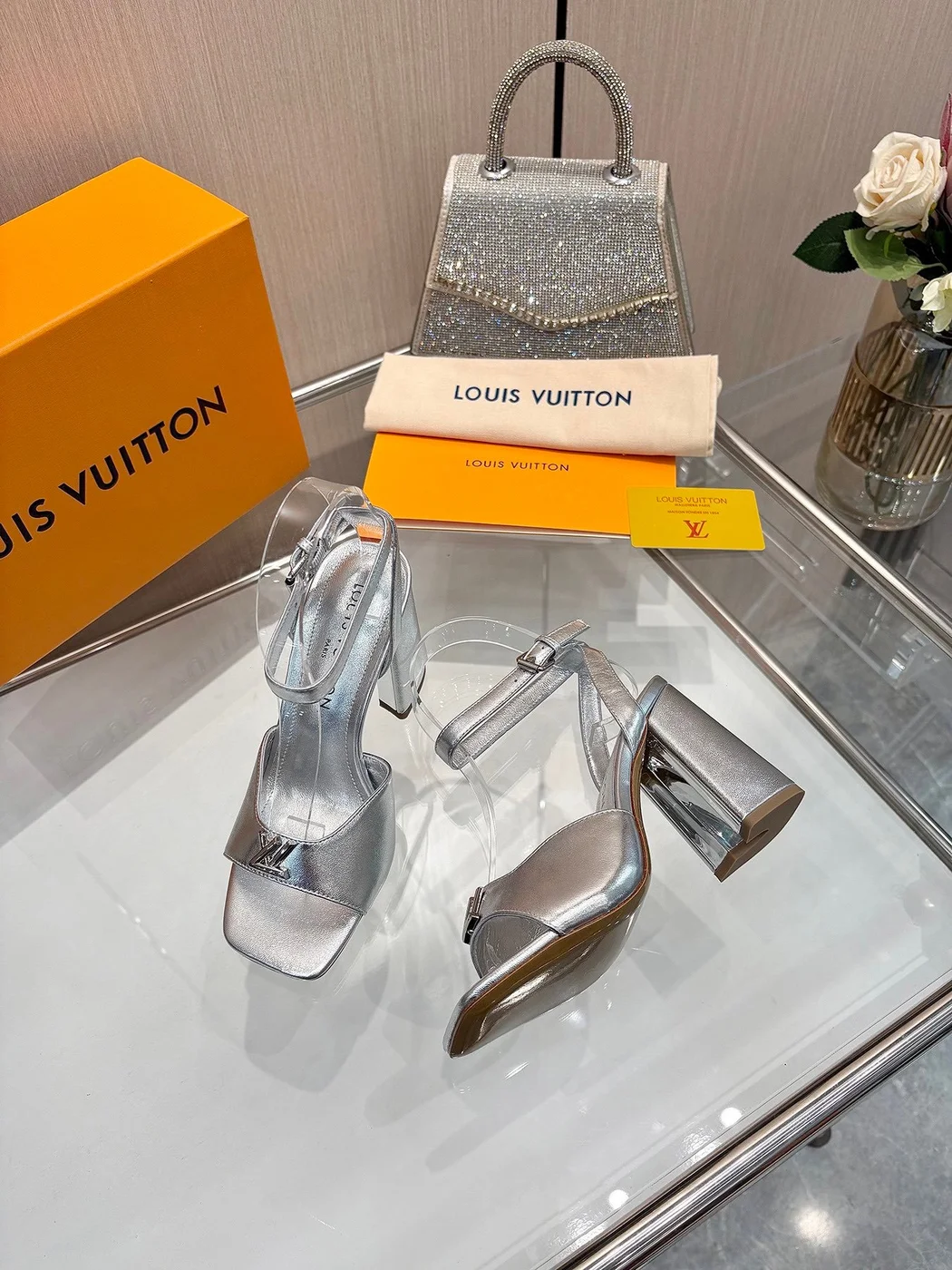 Louis Vuitton Women Silver Leather Heels product view 4