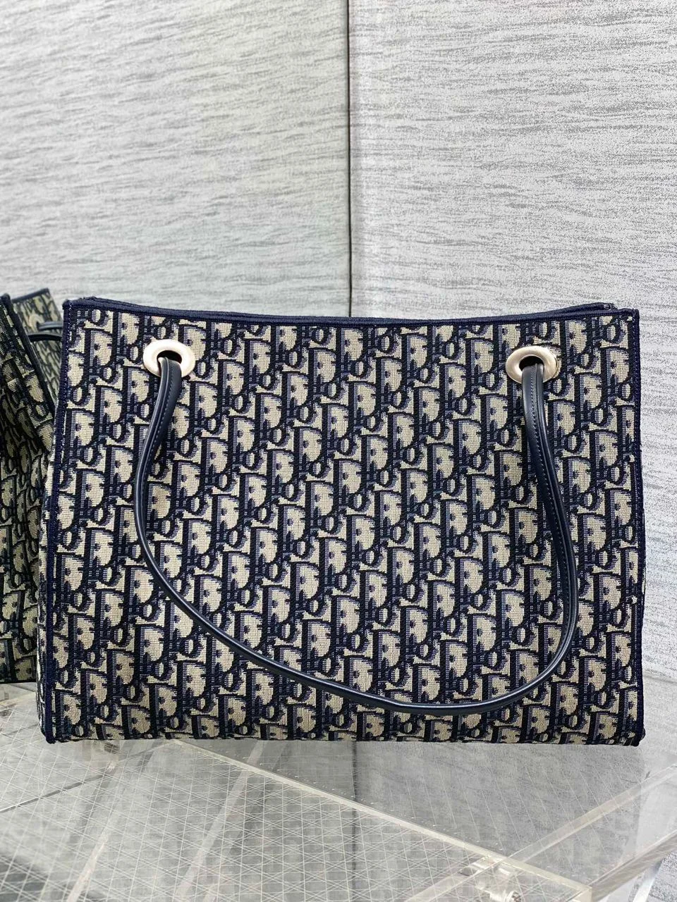 Dior Promenade Shopping Bag in Blue Dior Oblique Jacquard product view 6
