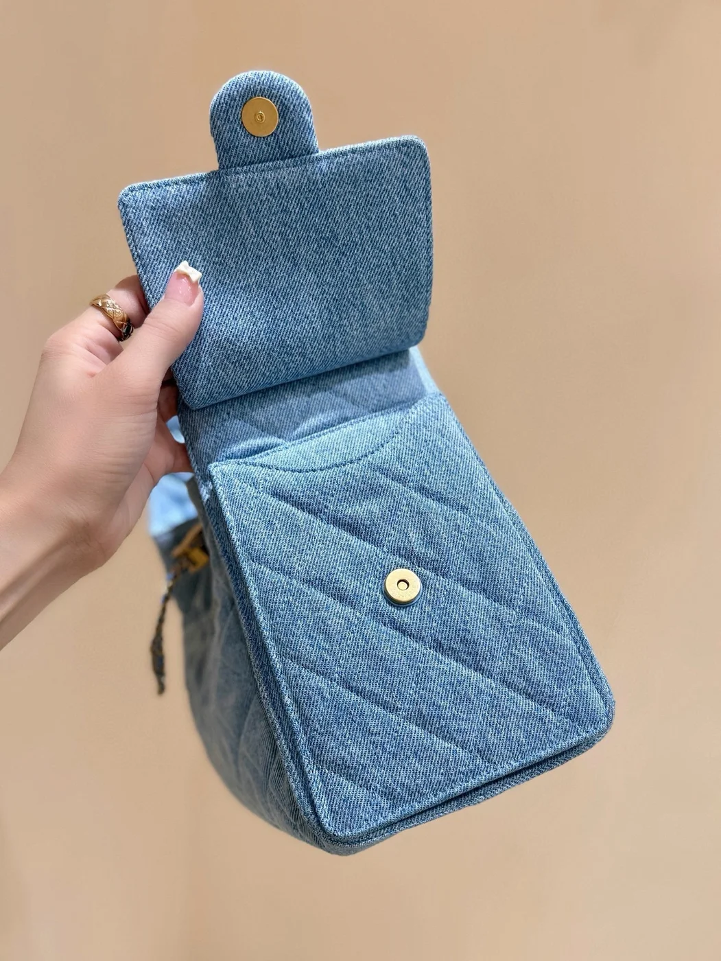 Chanel 25 Small In Blue 30 Denim Gold Hardware Bag product view 8