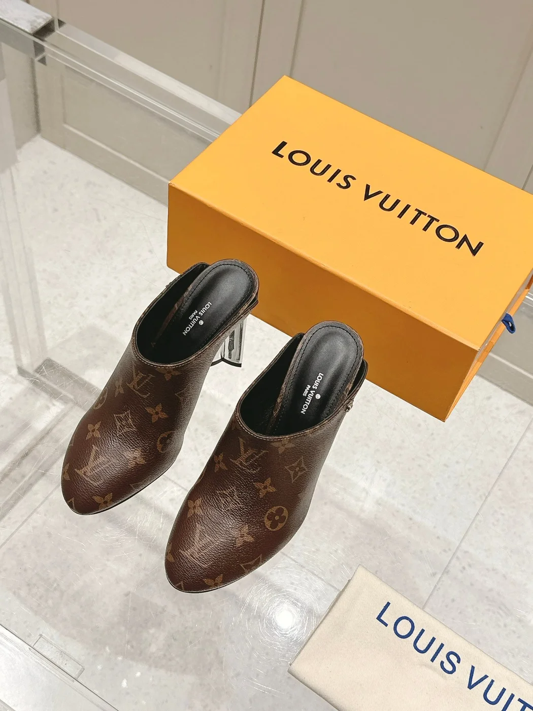Louis Vuitton Women Brown Leather Mules product view 1