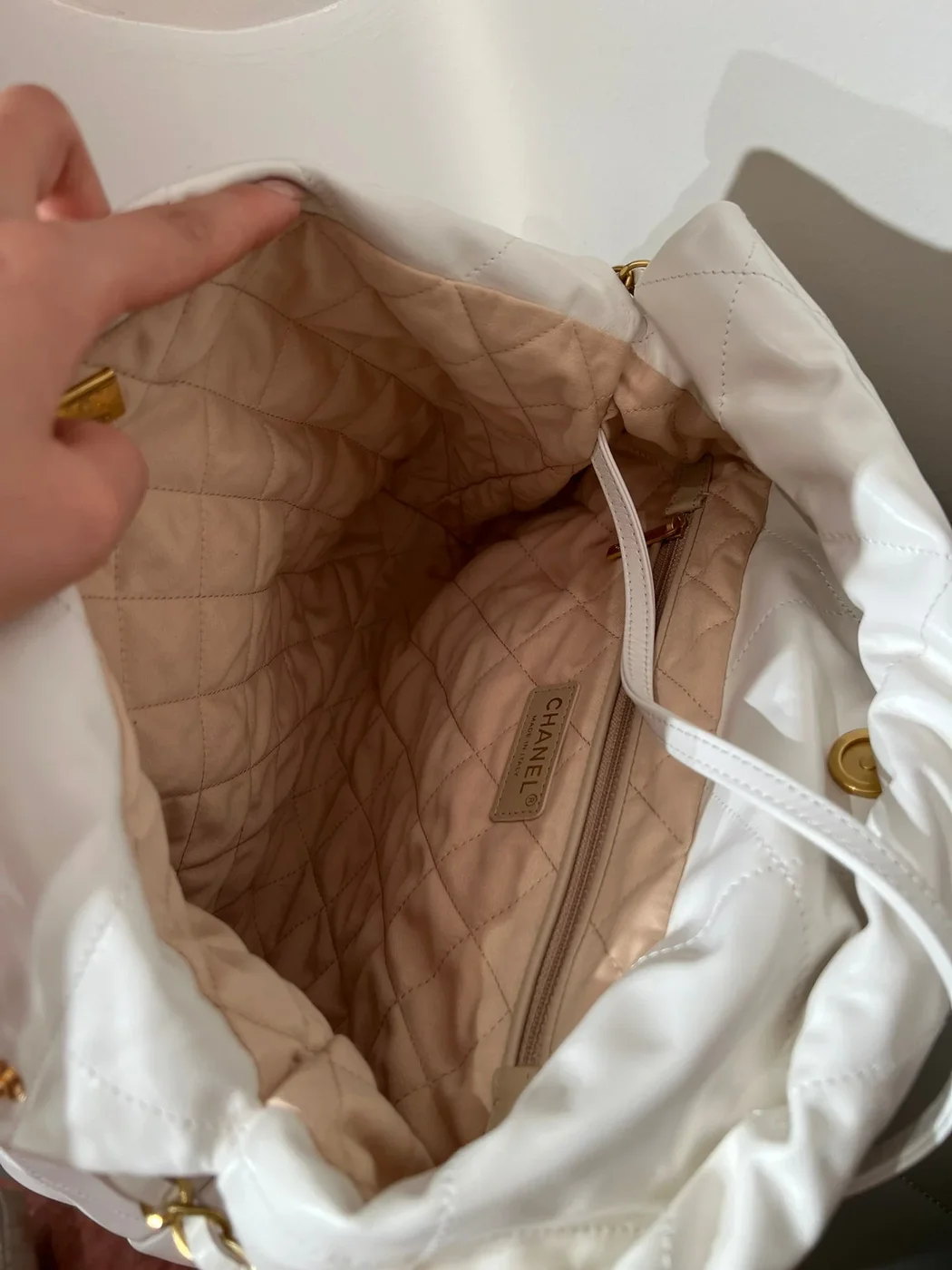 Chanel 22 Bag Small White Lambskin Leather product view 6