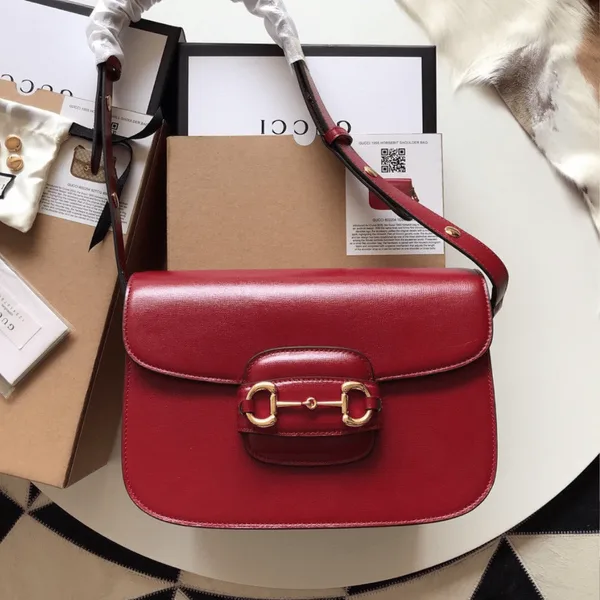Gucci 1955 Horsebit Women’s Handbag Smooth Red Leather 25 cm product view 1