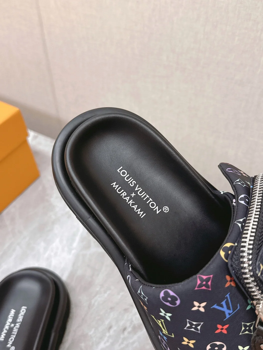 Louis Vuitton Women Black Fabric Adjustable Pocket Mules product view 2