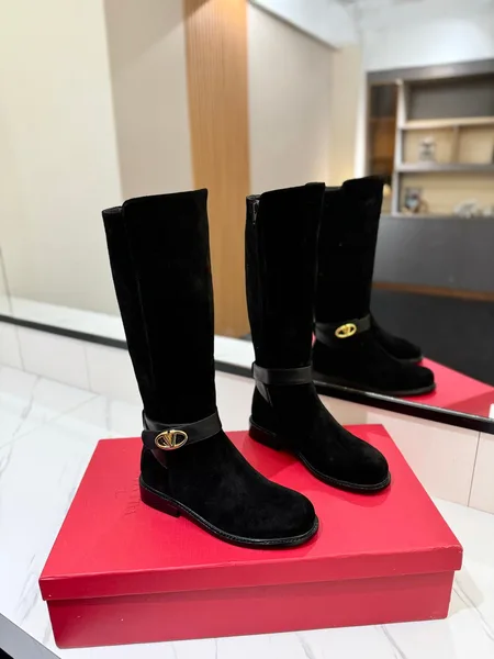 Valentino Women Black Suede Leather Strap Boots product view 1