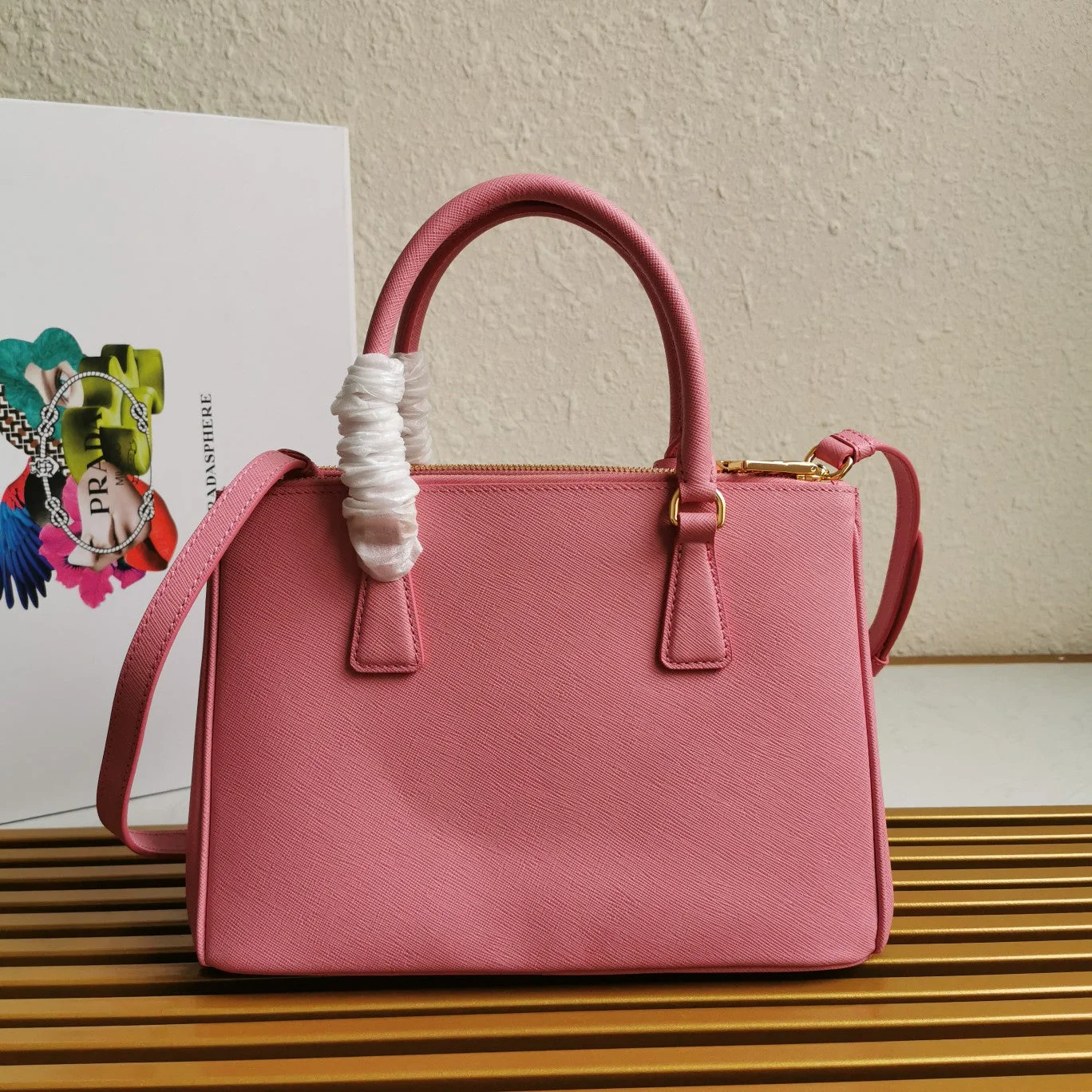 Prada Medium Galleria 28 Pink Saffiano Leather Bag product view 2