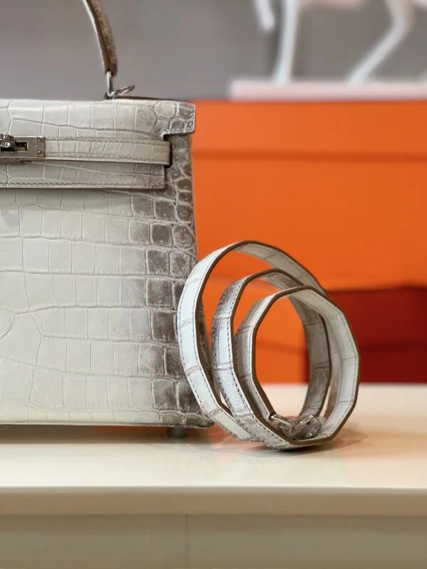 Hermès Kelly 25 Himalaya Albino Crocodile Leather Palladium Hardware Bag product view 2