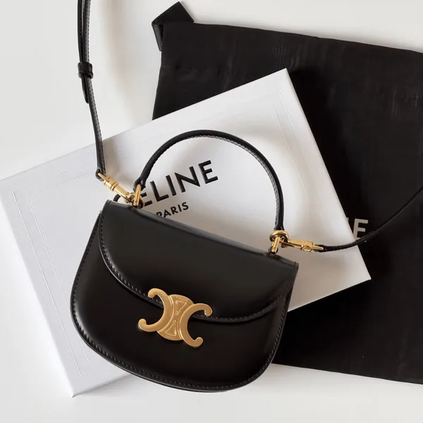 Celine Mini Crossbody Black Leather Strap Gold Lock 15.5x11cm Bag product view 1