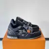 Louis Vuitton Men Black Fabric Sneakers product view 1