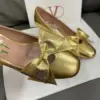 Valentino Women Gold Leather Bow Detail Pumps product view 4