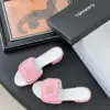 Chanel Women Pink Tweed Slides product view 6