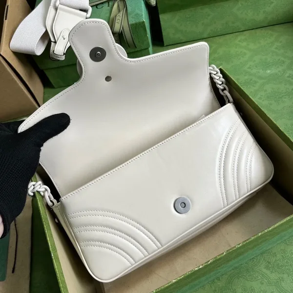 Gucci White Marmont Matelassé Shoulder Bag product view 5