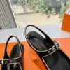 Hermès Women Black Leather Slingback Mules product view 5