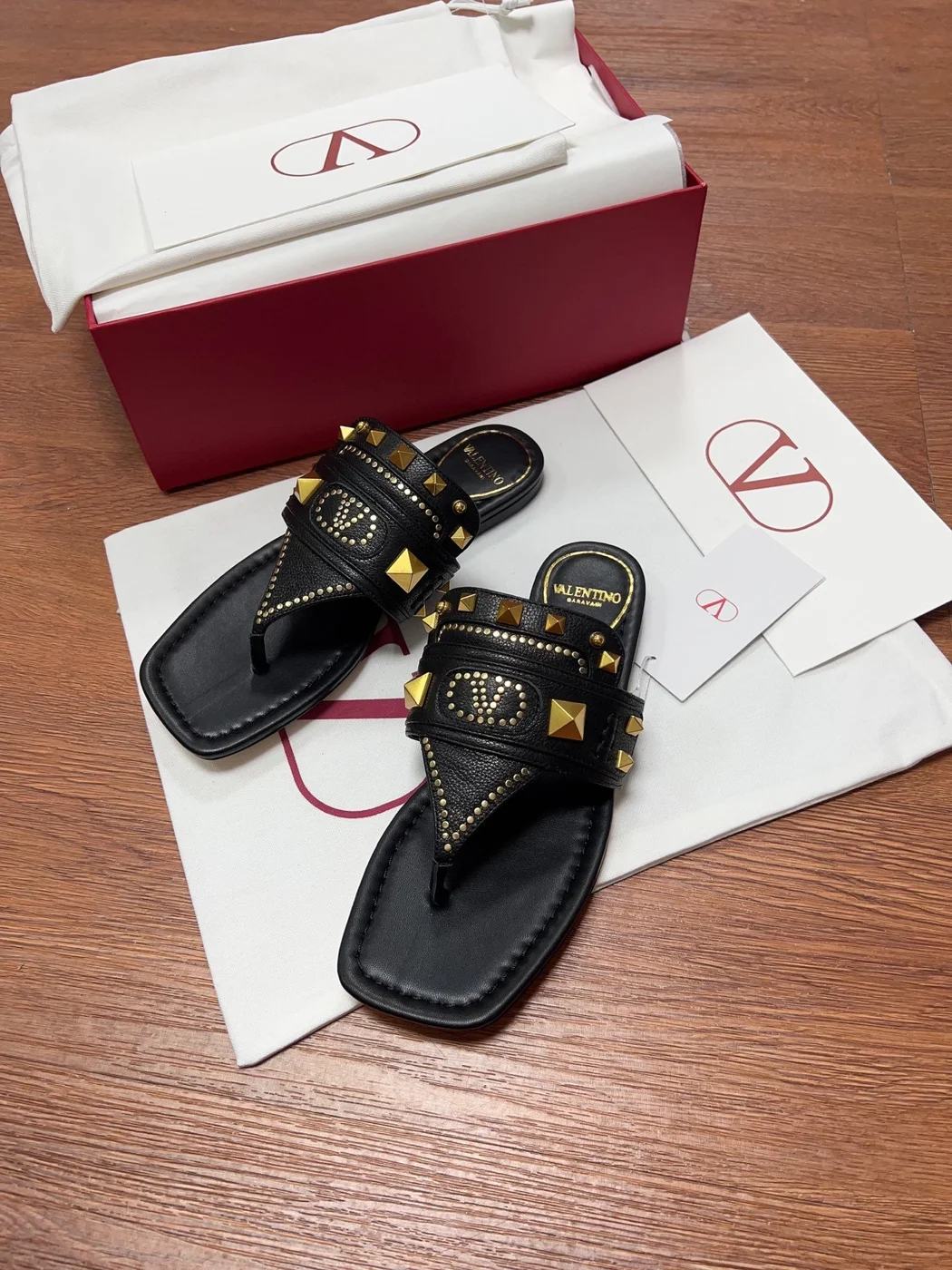 Valentino Women Black Leather Studded Flats product view 5