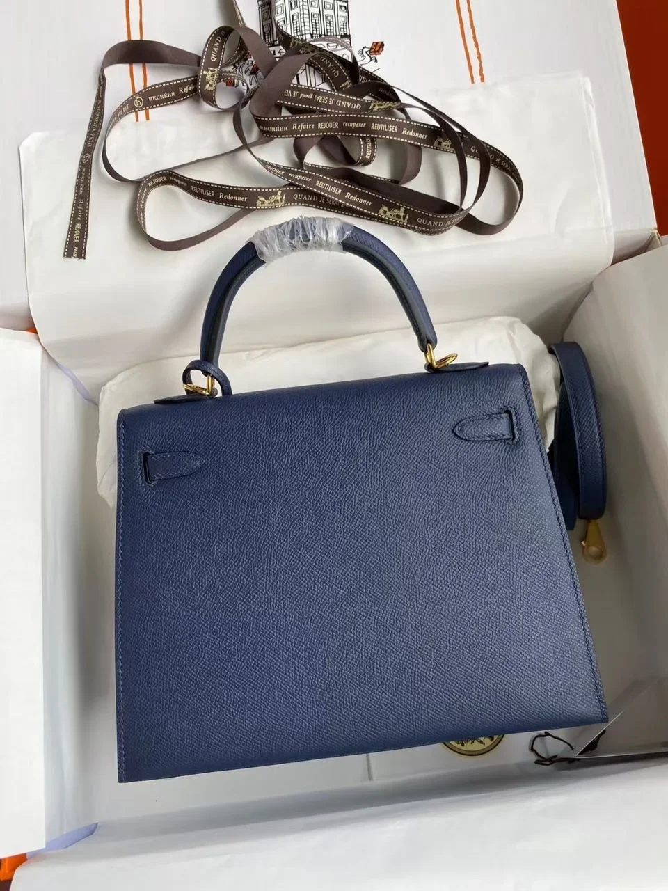 Hermès 25 Sellier Navy Epsom Bag product view 5