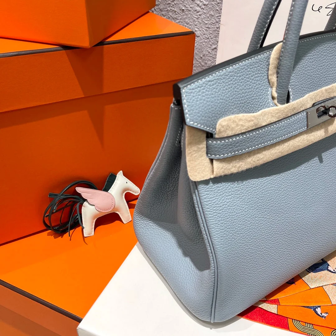 Hermès Birkin 30 cm Cloud Blue Togo Leather Silver Hardware Bag product view 5