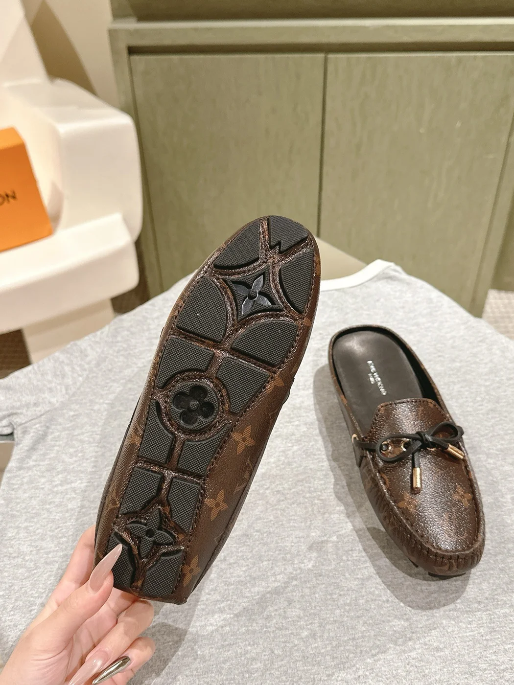 Louis Vuitton Women Brown Leather Loafers product view 2