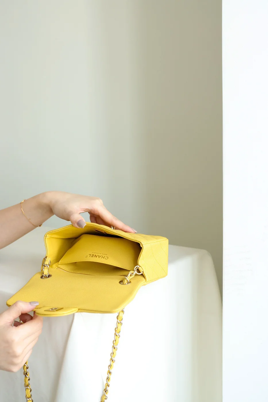 Chanel Classic Flap Mini Handbag Woman’s Yellow 20 cm product view 2
