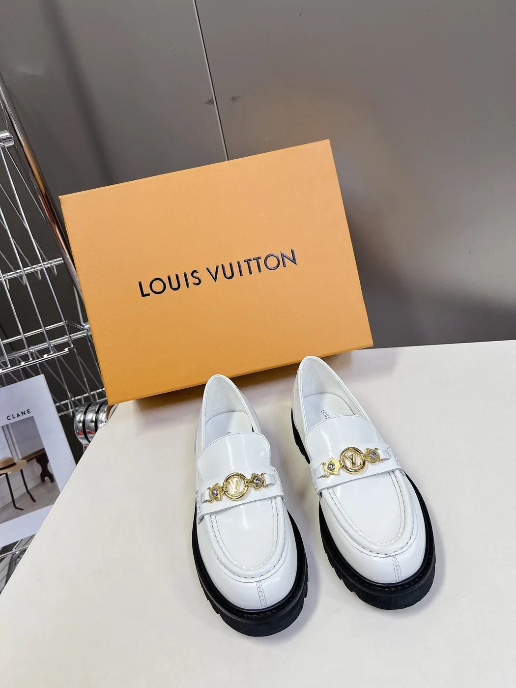 Louis Vuitton Women White Leather Loafers product view 3