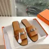 Hermès Women Brown Leather Slide Sandals product view 3