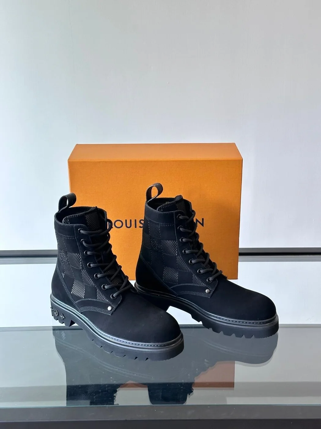 Louis Vuitton Men Black Suede Leather Boots product view 5