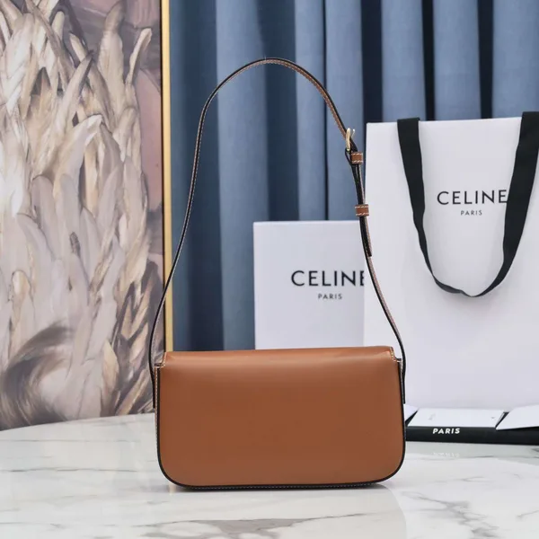 Celine Triomphe Brown Handbag Premium Smooth Leather 20x12cm product view 6