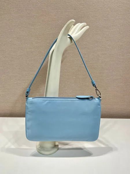 Prada Shoulder Bag 24 With Triangle Logo In Sky Blue Re-Nylon Fabric product view 5