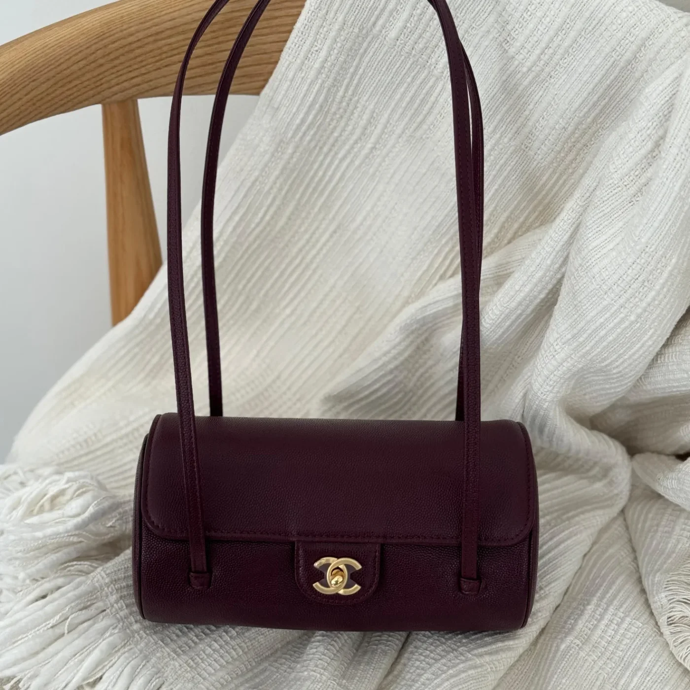 Chanel Preppy Coco Small Bowling Bag in Burgundy product view 1