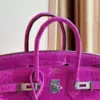 Hermès Birkin 25 Purple Crocodile Leather Palladium Hardware Bag product view 7