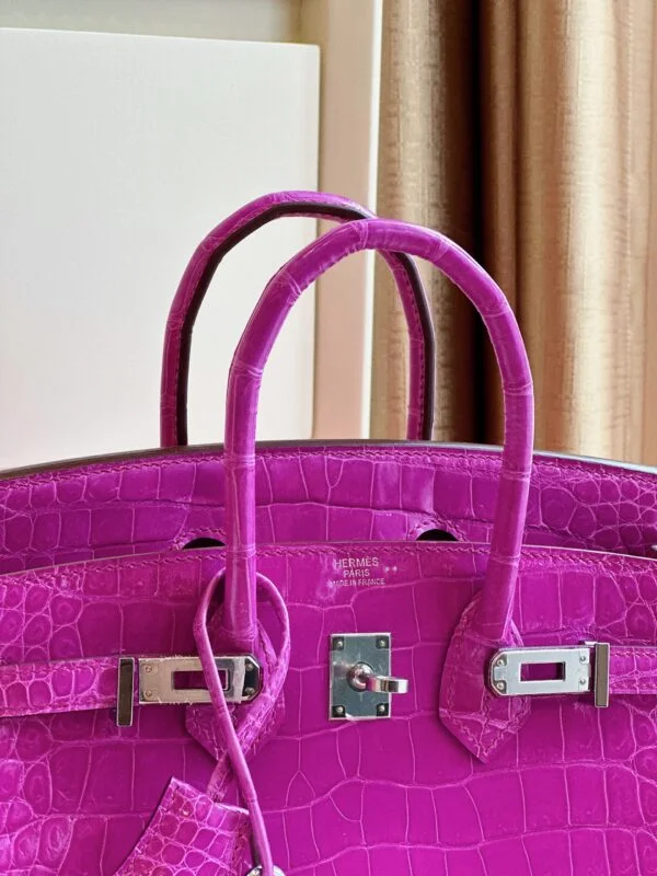 Hermès Birkin 25 Purple Crocodile Leather Palladium Hardware Bag product view 7
