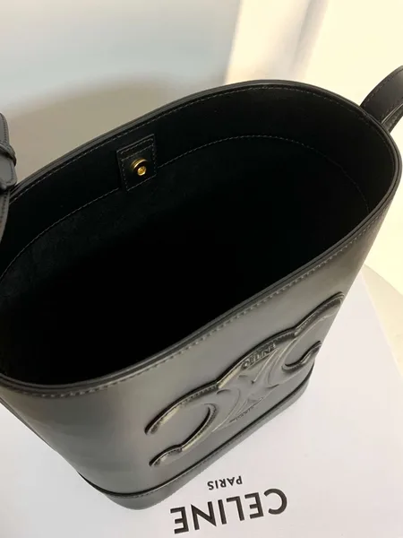 Celine Small Bucket Cuir Triomphe Handbag Black Bucket Shape 30x22x12cm product view 2