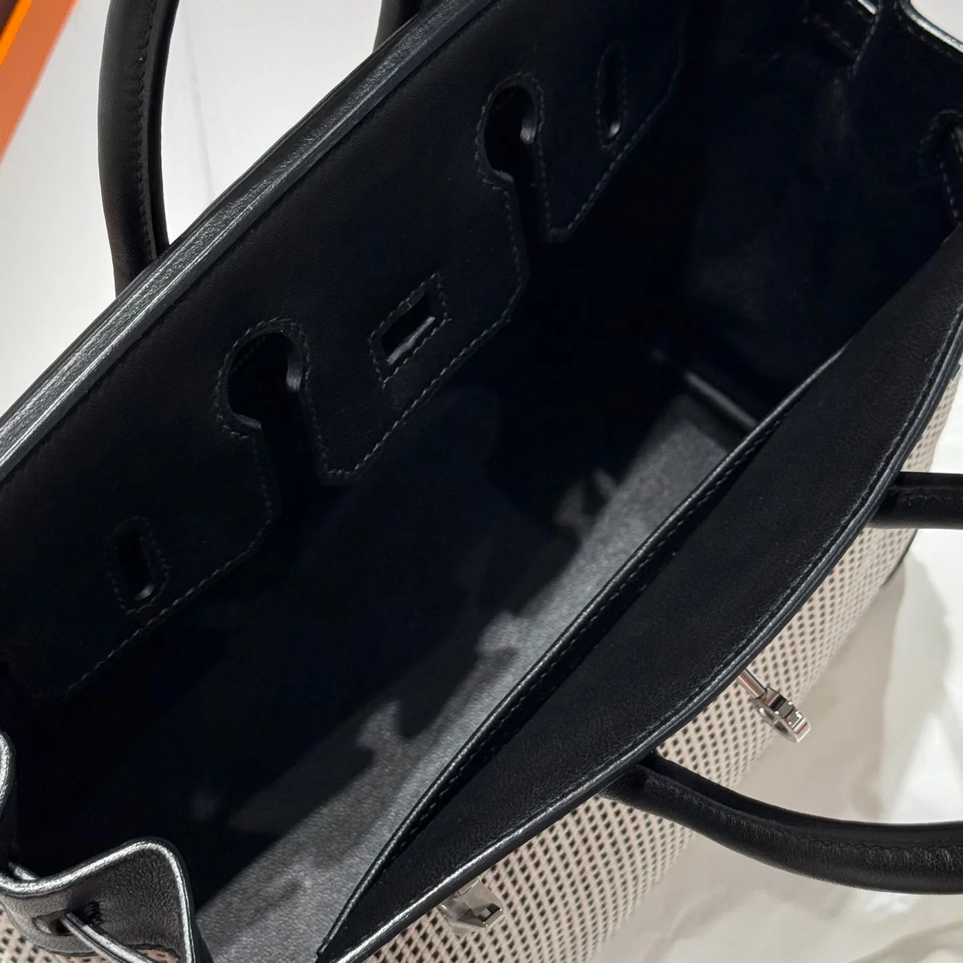 Hermès Birkin 25 cm In Black Swift White Black Plaid Toile Canvas (Custom-Made) Bag product view 6