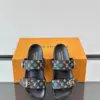 Louis Vuitton Men Black Leather Multicolor Monogram Slides product view 6