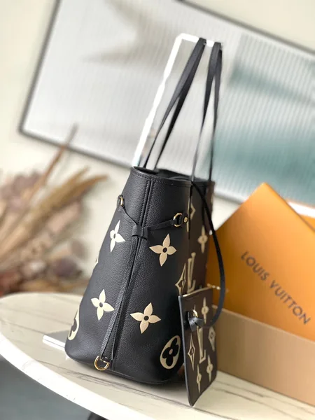 Louis Vuitton Neverfull MM In Black Cream Monogram Empreinte Leather Bag product view 3
