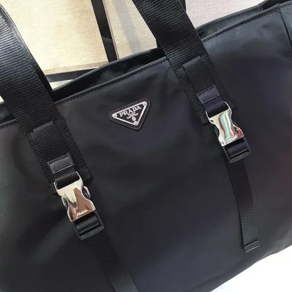 Prada Shopping Bag 40 In Black Nylon Fabric product view 2