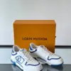 Louis Vuitton Men White Blue Leather Sneakers product view 6
