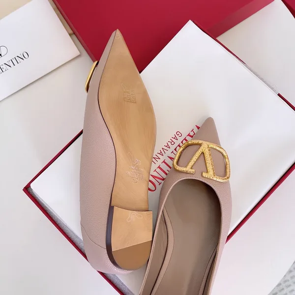 Valentino Women Pink Leather Pointed Flats product view 5