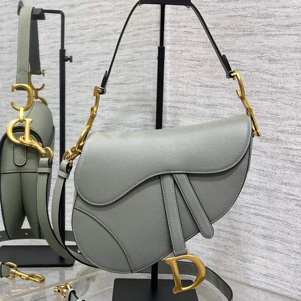 Dior Saddle Bag in Stone Gray Gold Hardware product view 1