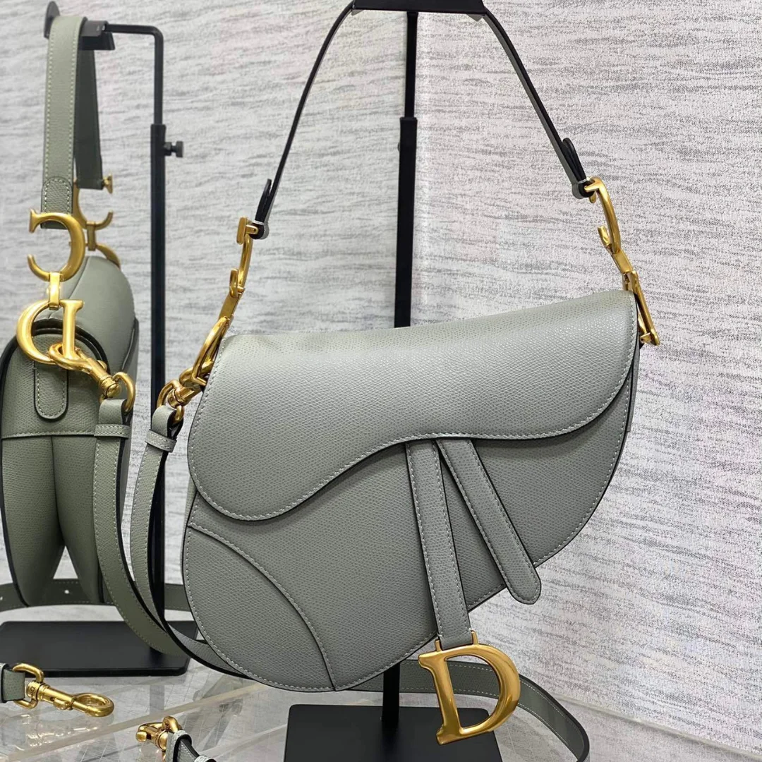 Dior Saddle Bag in Stone Gray Gold Hardware product view 1