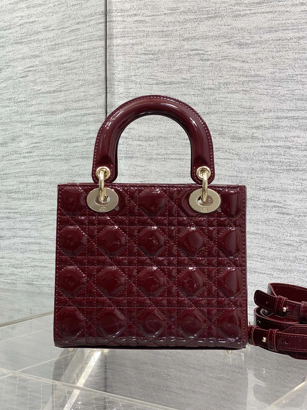 Dior Lady Dior Burgundy Gold Hardware Bag product view 4