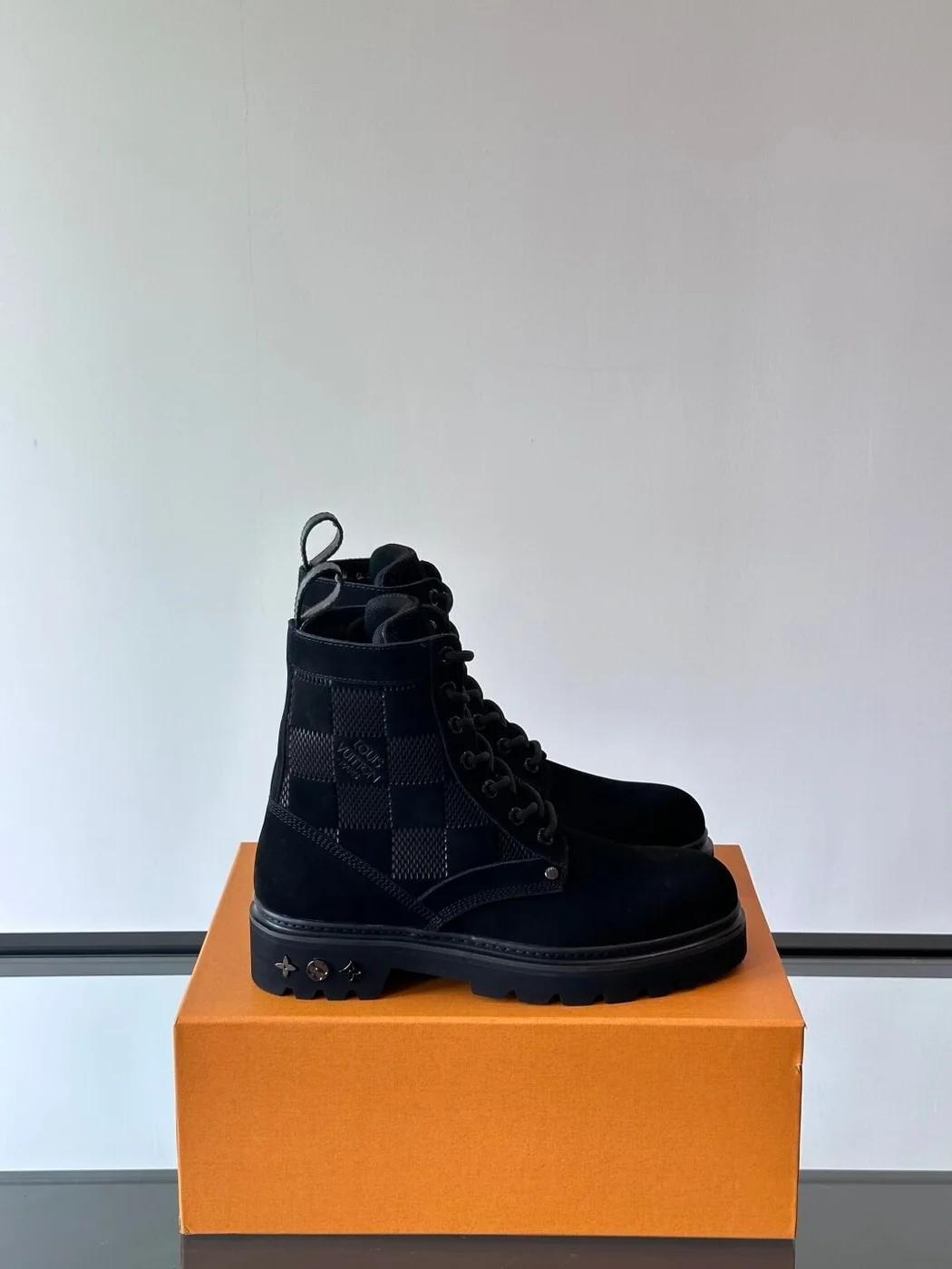 Louis Vuitton Men Black Suede Leather Boots product view 1